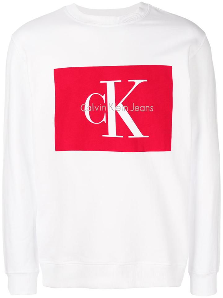 Calvin Klein Jeans Logo Long-sleeve Sweatshirt - White