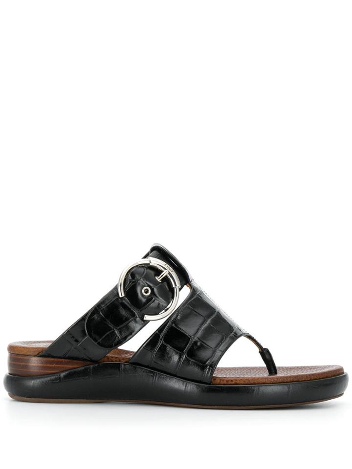 Chloé Snakeskin Style Sandals - Black