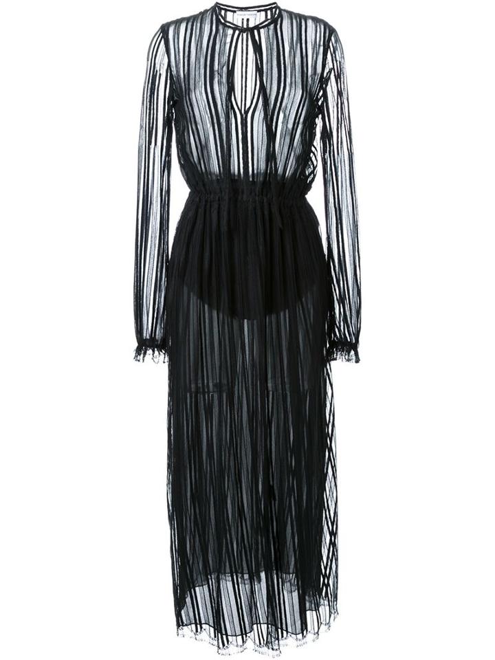 Scanlan Theodore Lace Stripe Dress, Women's, Size: 8, Black, Wool
