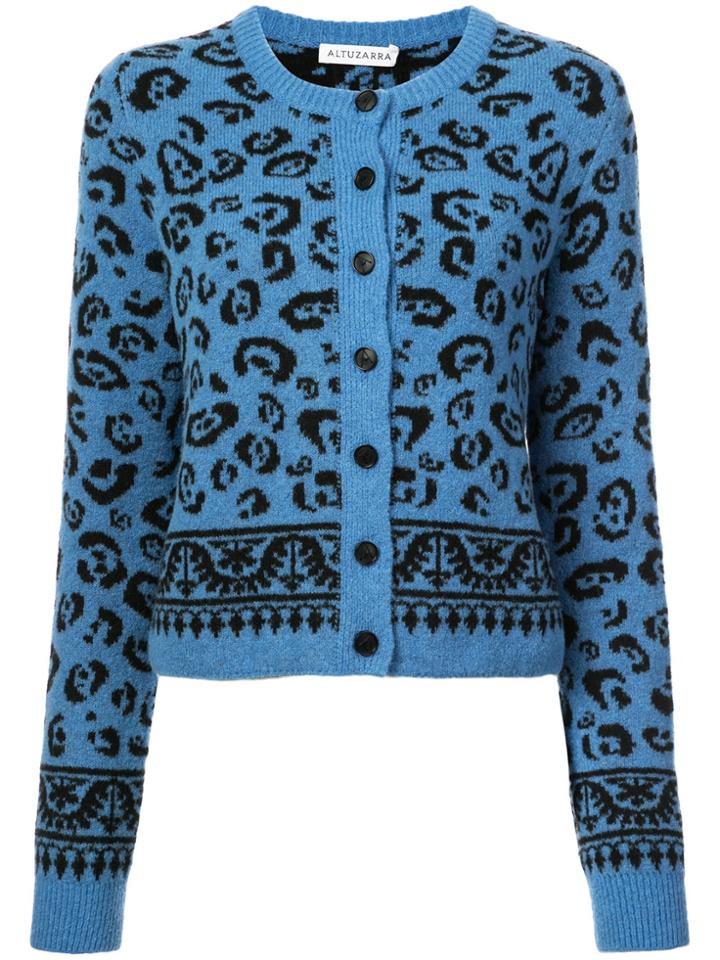 Altuzarra Leopard Print Fitted Cardigan - Blue