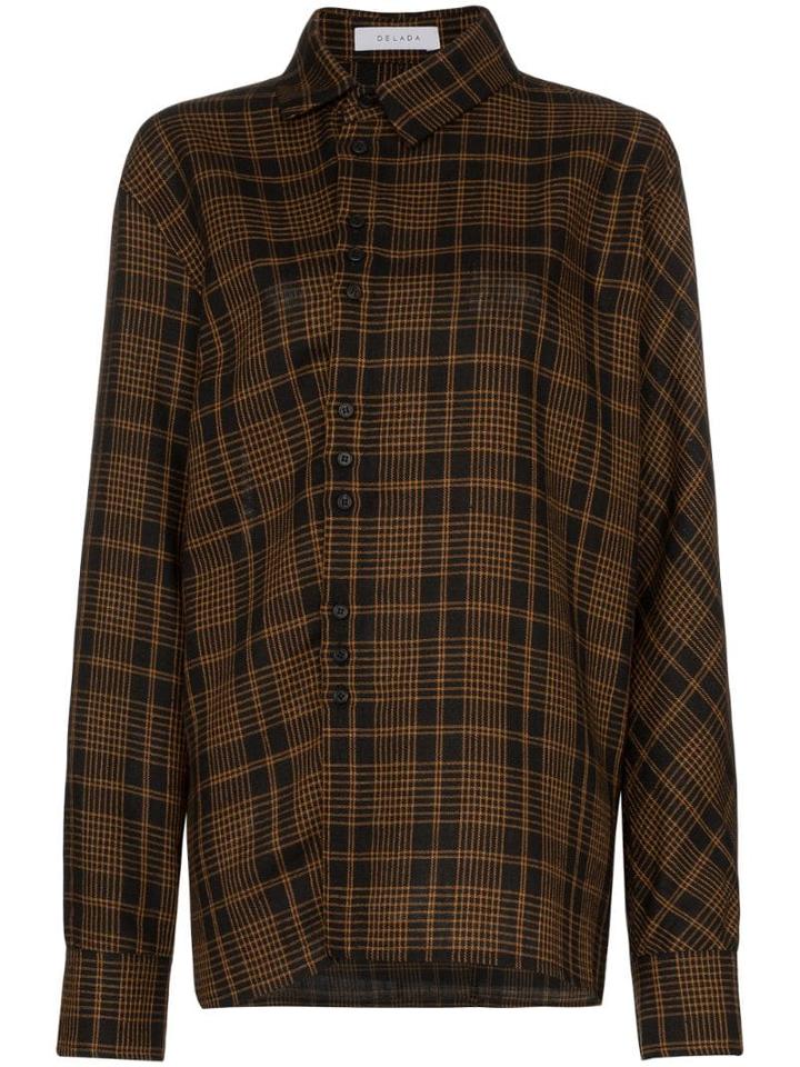 Delada Checked Long-sleeve Shirt - Brown