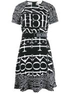 Michael Michael Kors Logo Print Flared Dress - Black