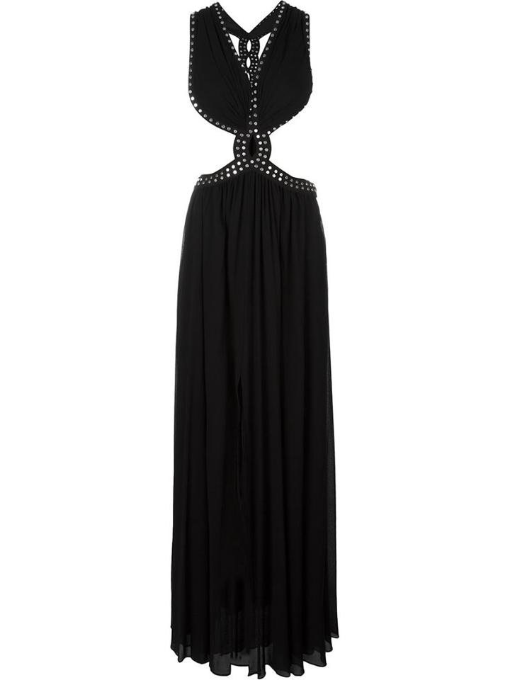 Jay Ahr Studded Cut-out Evening Dress, Women's, Size: 34, Black, Viscose/metal (other)