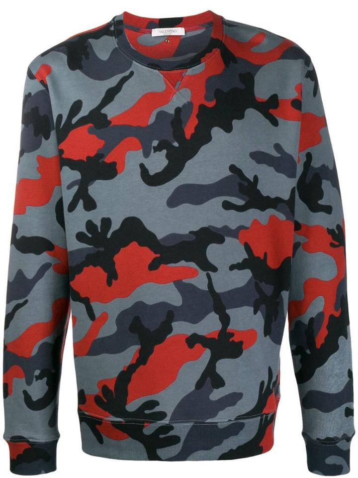 Valentino Camouflage Printed Sweatshirt - Grey