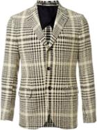 Mp Massimo Piombo Checked Blazer, Men's, Size: 48, White, Viscose/cotton/polyamide