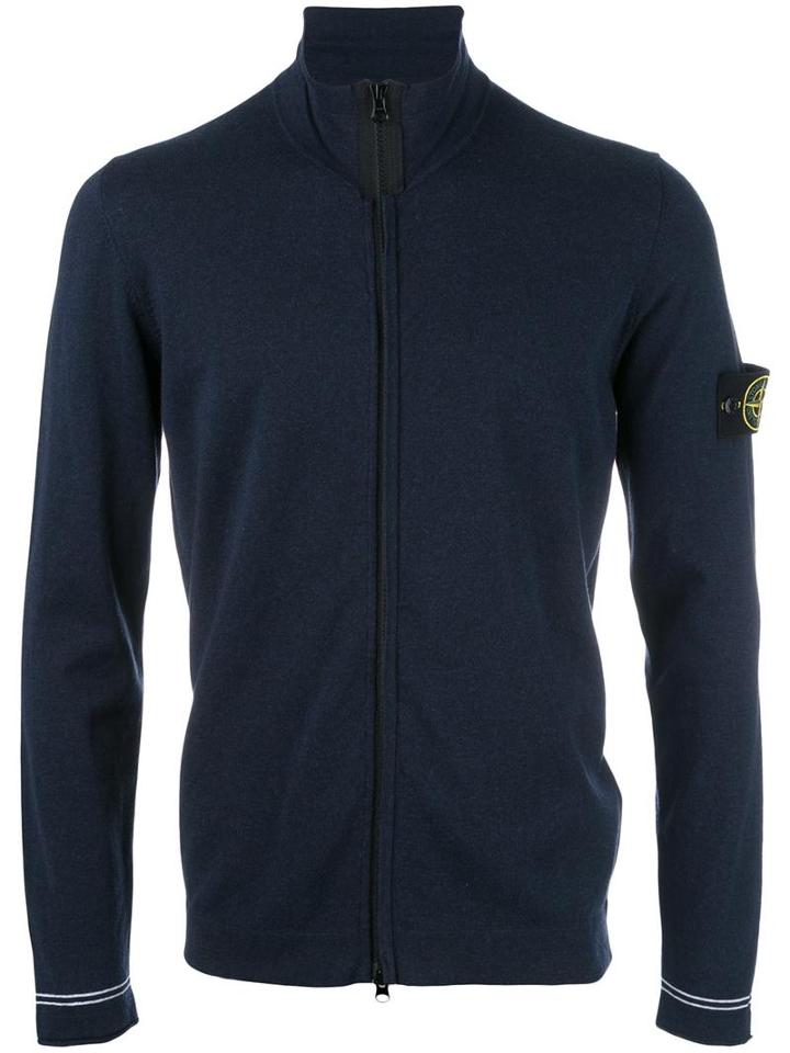 Stone Island Zip Cardigan, Men's, Size: Xl, Blue, Cotton