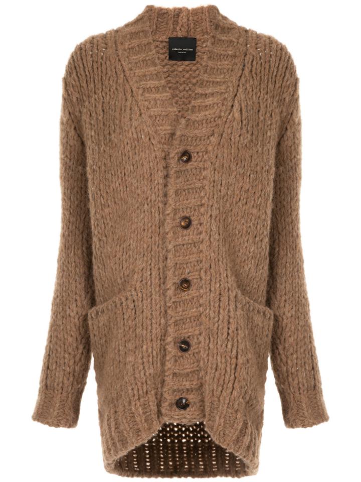 Roberto Collina Oversized Chunky Knit Cardigan - Brown