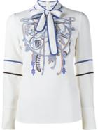 Peter Pilotto Embellished Blouse, Women's, Size: 8, White, Acetate/viscose/spandex/elastane