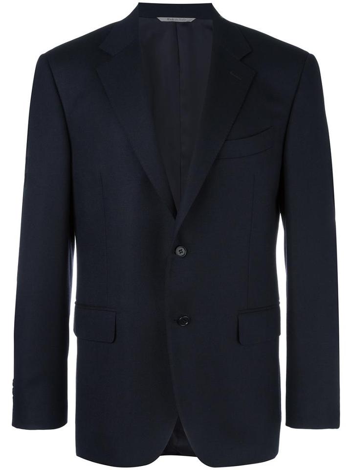 Canali Two-button Blazer, Men's, Size: 48, Blue, Wool/spandex/elastane/cupro