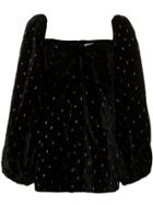 Attico Gold-tone Flecked Balloon Sleeve Mini Dress - Black