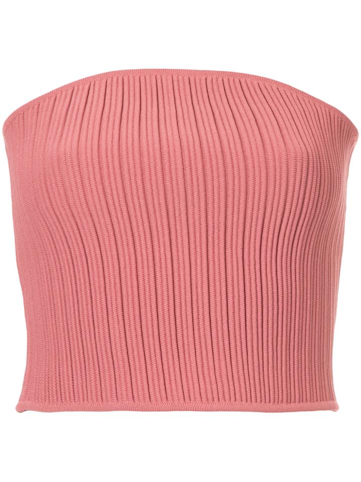 Des Prés Ribbed Strapless Top - Pink & Purple