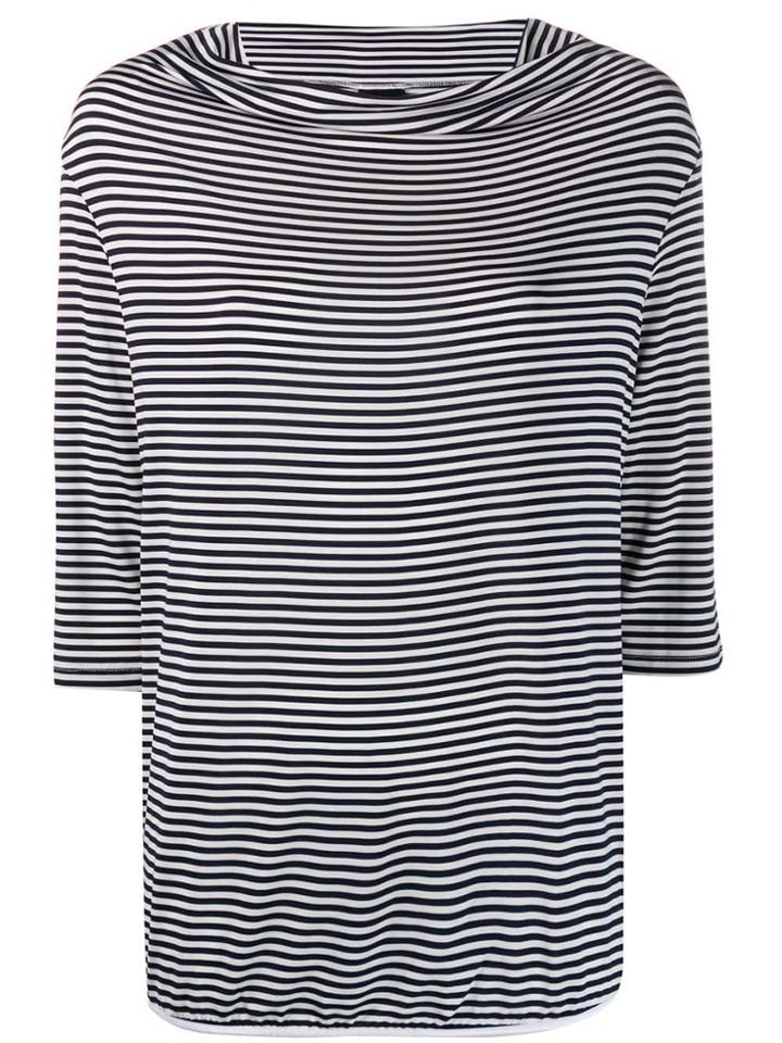 Rrd Striped Boat Neck Jersey Top - Black