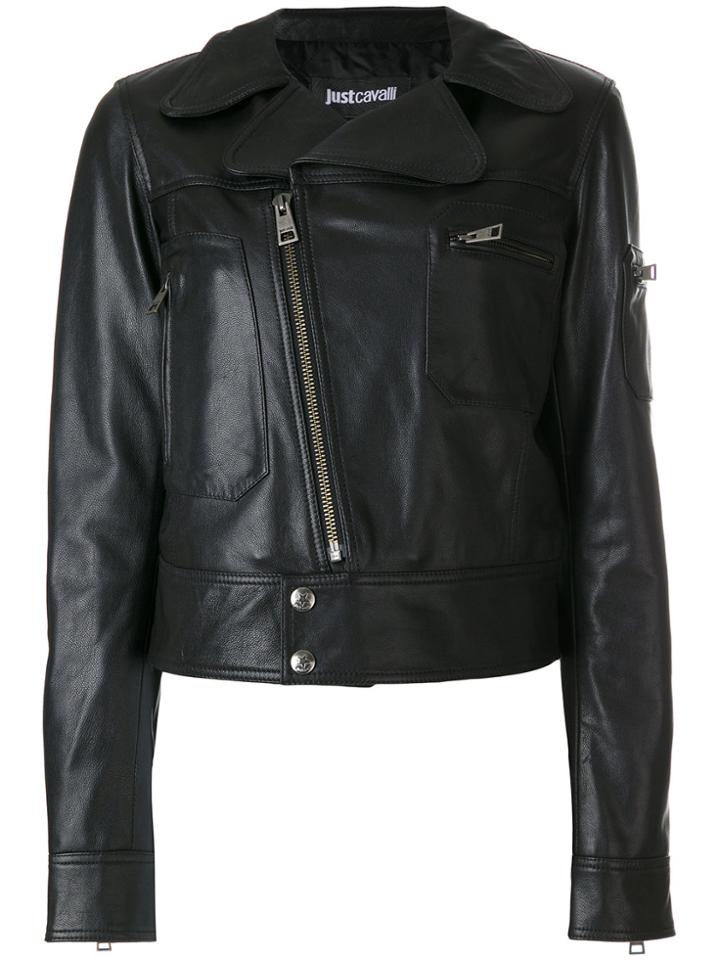 Just Cavalli Fitted Biker Jacket - Black