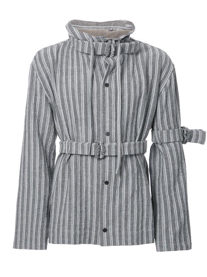 Craig Green Striped Hooded Jacket, Men's, Size: Large, Grey, Cotton/viscose/wool