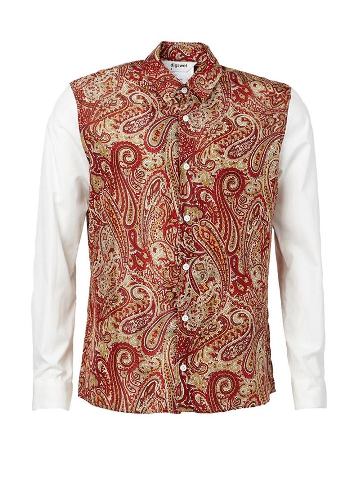 Digawel Paisley Print Shirt, Men's, Size: 2, Red, Silk/cotton