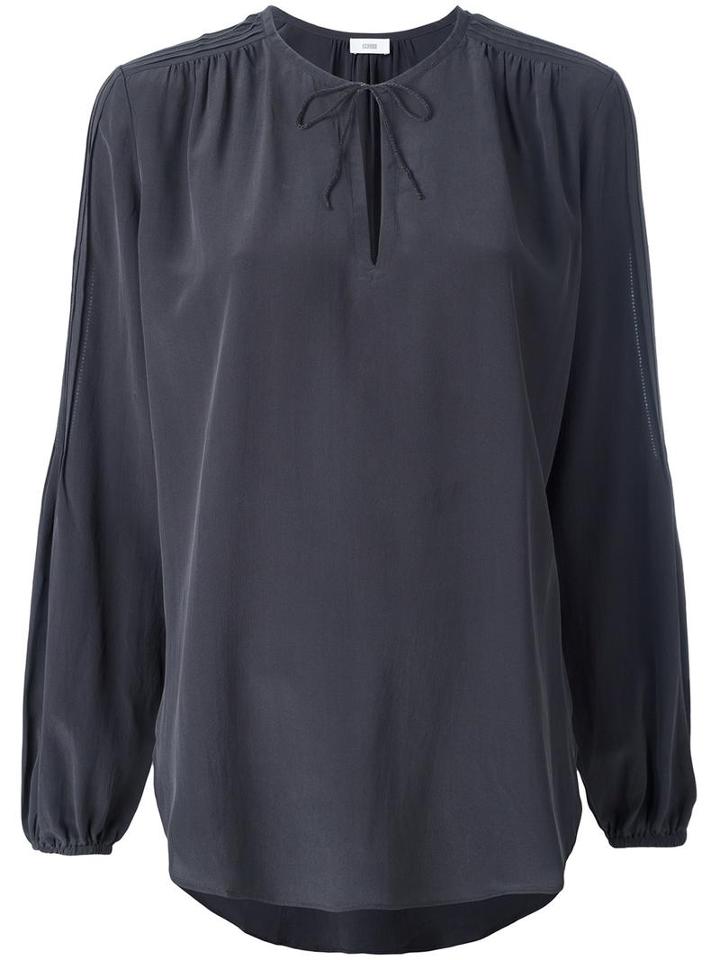 Closed Tie Detail Blouse, Women's, Size: Large, Grey, Silk