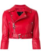 Philipp Plein Carolyn Flynn Leather Biker Jacket - Red
