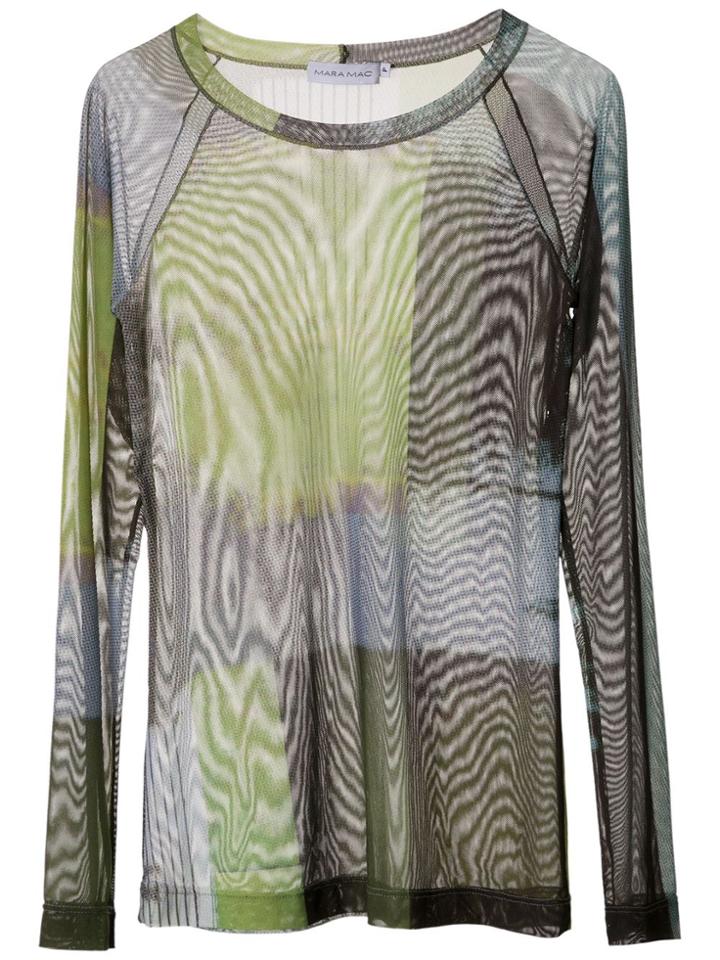 Mara Mac Printed Sheer Blouse - Green