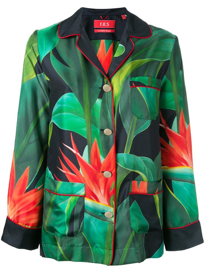 F.r.s For Restless Sleepers Flower Print Shirt, Women's, Size: Medium, Green, Silk