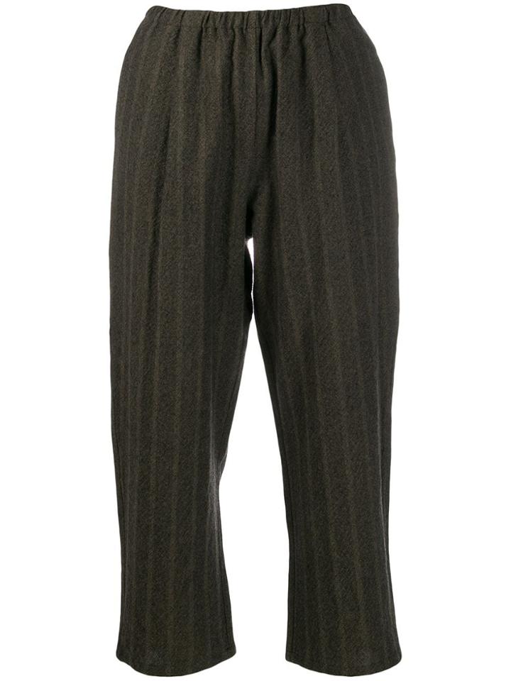 Apuntob Striped Cropped Trousers - Green