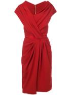 Vionnet Ruched Asymmetric Dress - Red