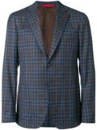 Isaia Check Blazer - Blue