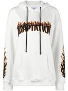 Adaptation Flame Logo Embroidered Hoodie - White