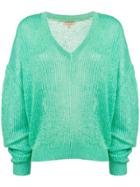 Burberry Slouchy Ribbed Knit Sweater - Green