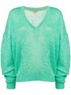 Burberry Slouchy Ribbed Knit Sweater - Green