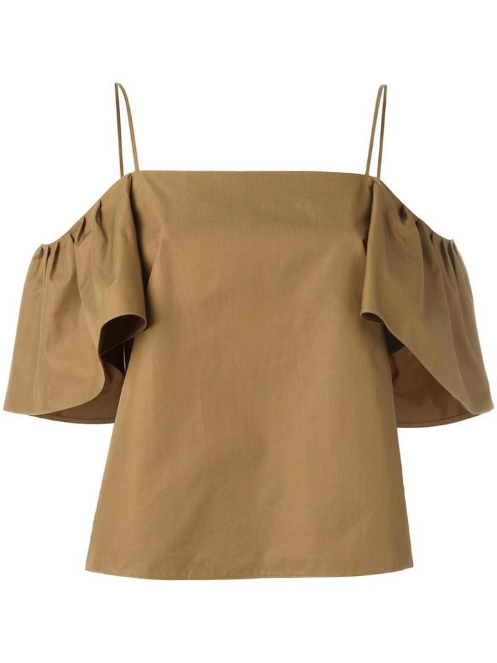 Fendi Off-shoulder Blouse, Women's, Size: 42, Green, Cotton