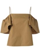 Fendi Off-shoulder Blouse, Women's, Size: 42, Green, Cotton
