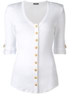 Balmain V-neck Top, Women's, Size: 36, White, Cotton