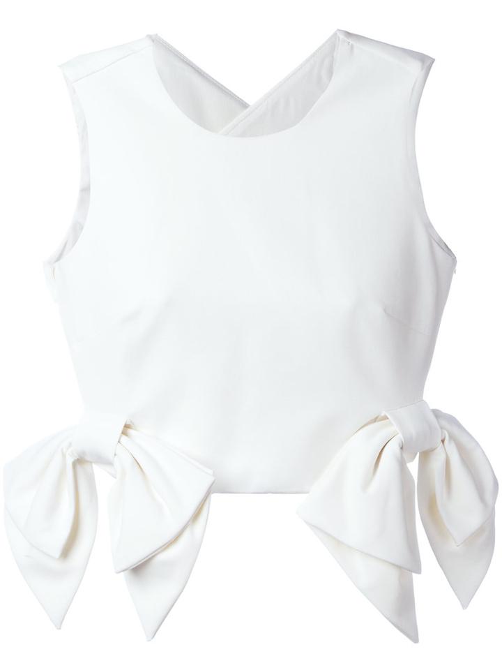 Msgm Double-bow Tank Top, Women's, Size: 40, White, Cotton/polyamide/spandex/elastane/polyester