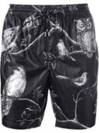 Dolce & Gabbana Bird Print Swim Shorts, Men's, Size: Iii, Black, Polyester
