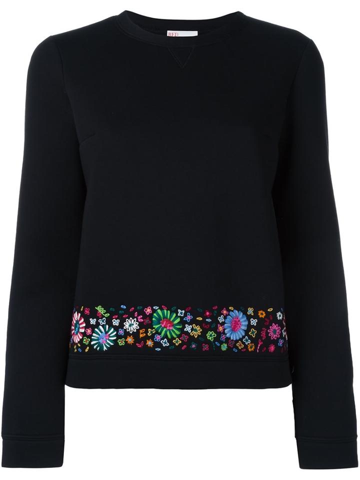 Red Valentino Embroidered Hem Jumper, Women's, Size: Medium, Black, Cotton/polyurethane