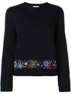 Red Valentino Embroidered Hem Jumper, Women's, Size: Medium, Black, Cotton/polyurethane