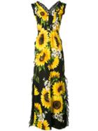 Dolce & Gabbana Sunflower Print Long Dress - Black