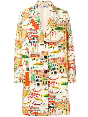 Barena Village Print Coat - Orange