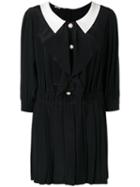 Miu Miu Contrast Collar Dress, Women's, Size: 38, Black, Silk