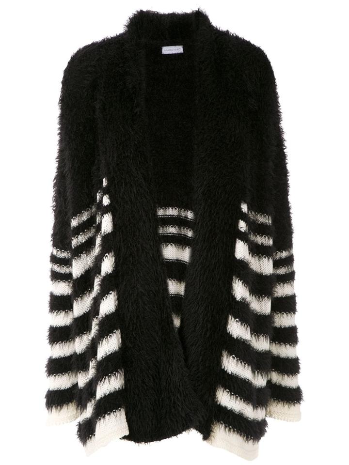 Mara Mac Striped Knit Cardi-coat - Black