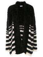Mara Mac Striped Knit Cardi-coat - Black