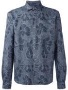 Ymc Floral Print Shirt, Men's, Size: Medium, Blue, Cotton/polyamide/polyester/wool