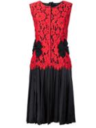 Marc Jacobs Pleated Floral Lace Dress, Women's, Size: 6, Red, Nylon/rayon