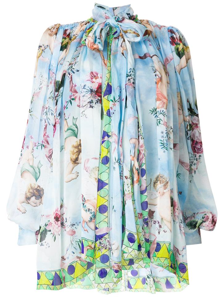Dolce & Gabbana Cupid Print Chiffon Blouse - Blue