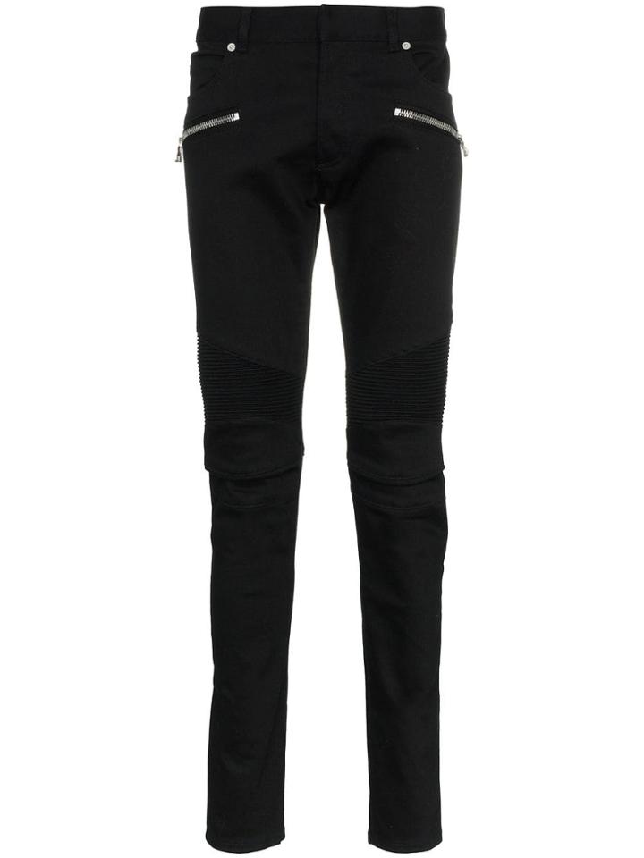 Balmain Classic Biker Skinny Jeans - Black