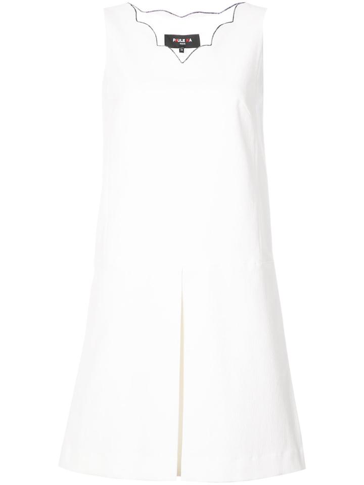 Paule Ka Scallop-neck Flared Dress - White