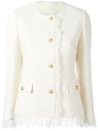Tagliatore Buttoned Tweed Jacket, Women's, Size: 42, White, Cotton/virgin Wool/polyamide/cupro