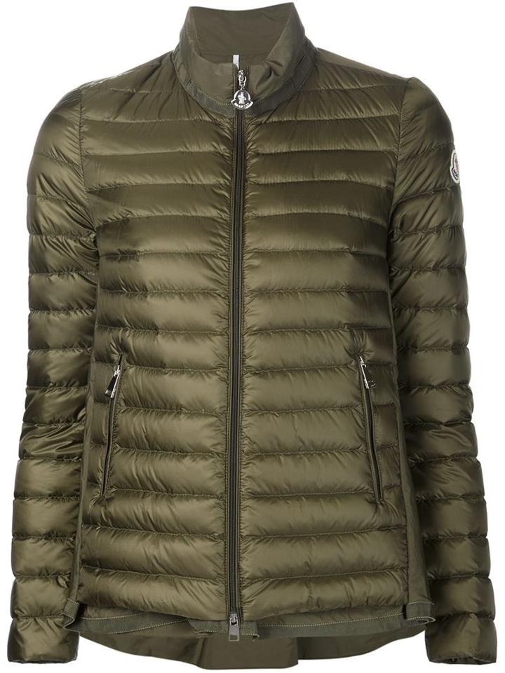 Moncler Back Pleat Padded Jacket, Women's, Size: 1, Green, Polyamide/polyester/feather/goose Down