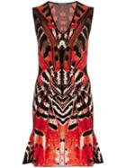 Alexander Mcqueen Butterfly Jacquard Mini Dress - 6540 Black/red