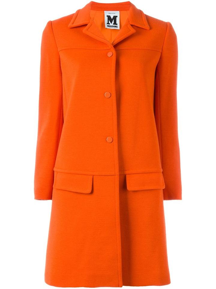 M Missoni Buttoned Up Coat, Women's, Size: 44, Yellow/orange, Acrylic/polyester/acetate/wool